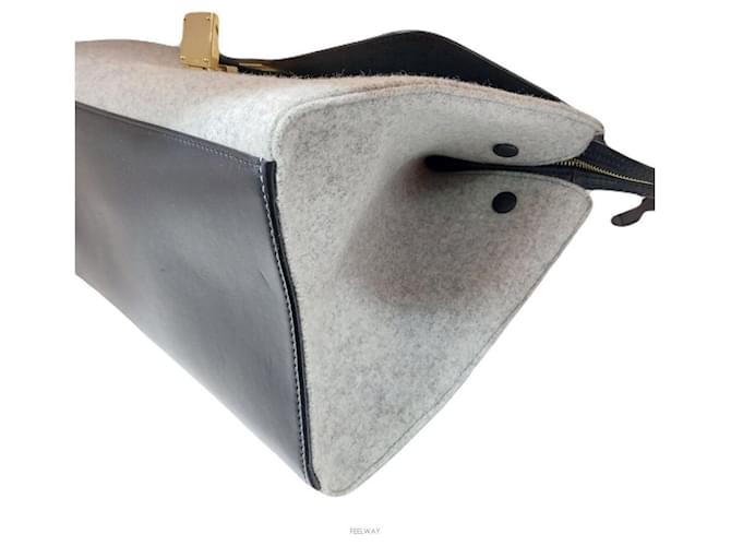 Céline Trapeze Medium Black Gray Shoulder Bag Nero - vista 6