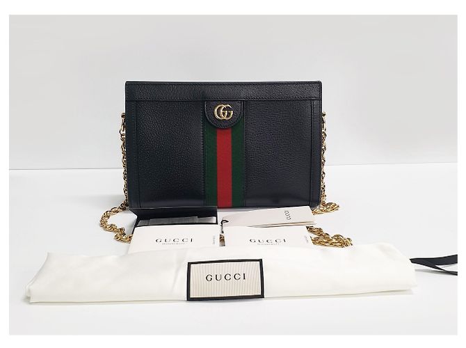 Gucci Borsa a spalla GG Supreme Ophidia con catena dorata Marrone - vista 10