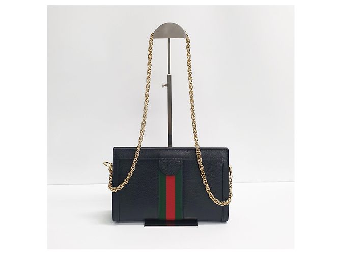 Gucci Borsa a spalla GG Supreme Ophidia con catena dorata Marrone - vista 3
