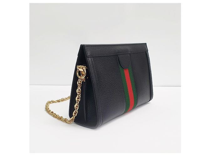 Gucci Borsa a spalla GG Supreme Ophidia con catena dorata Marrone - vista 7