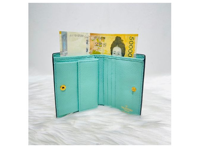 Billetera bi-fold con logo de metal Valentino Garavani Verde - vista 4