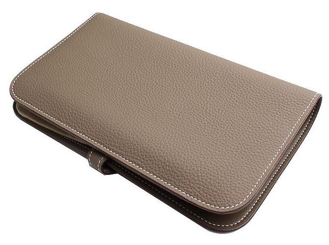 Hermès Cartera larga de plata Dogon Duo Etaupe Castaño - vista 2