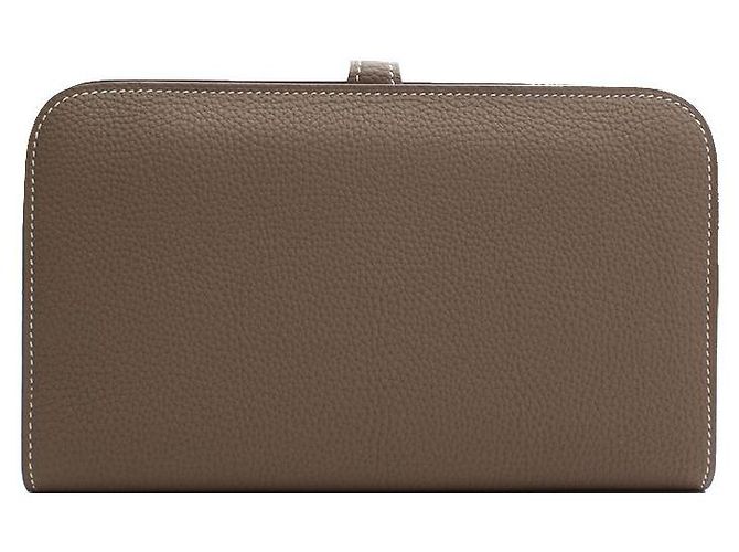 Hermès Cartera larga de plata Dogon Duo Etaupe Castaño - vista 3