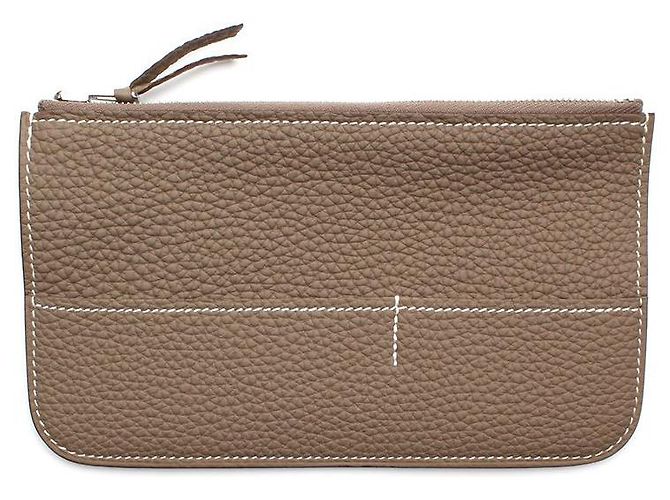 Hermès Cartera larga de plata Dogon Duo Etaupe Castaño - vista 6