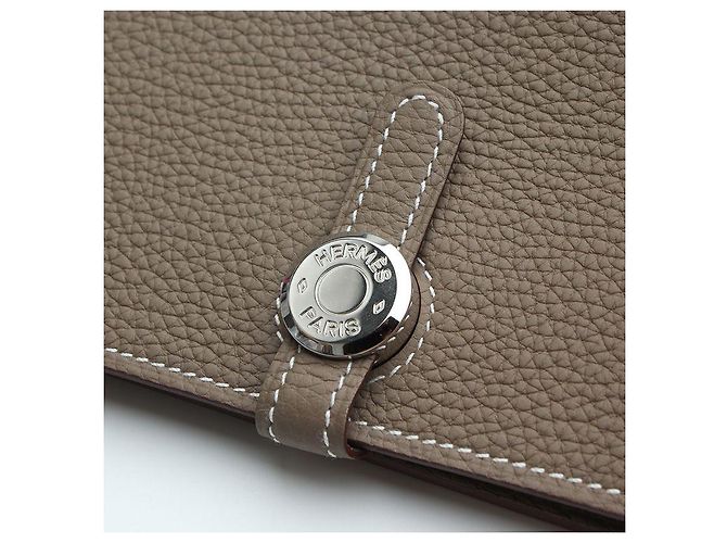 Hermès Cartera larga de plata Dogon Duo Etaupe Castaño - vista 8