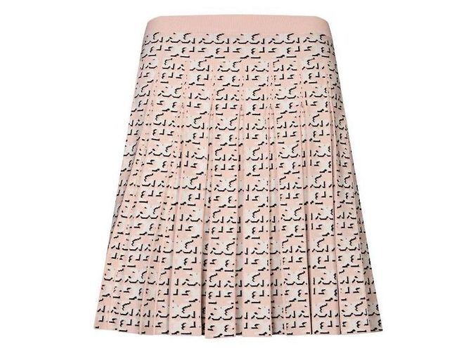 Tory Burch Monogram Pleated Viscose Skirt - view 4