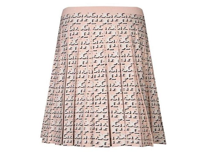 Tory Burch Monogram Pleated Viscose Skirt - view 5