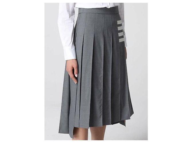 Thom Browne Falda plisada de lana tejida plana - vista 8