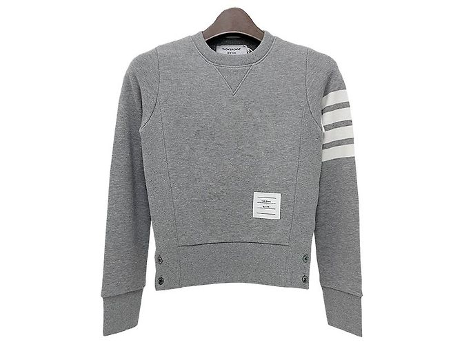 Thom Browne Klassisches Sweatshirt mit Diagonalstreifen Hellgrau Braun - Ansicht 12