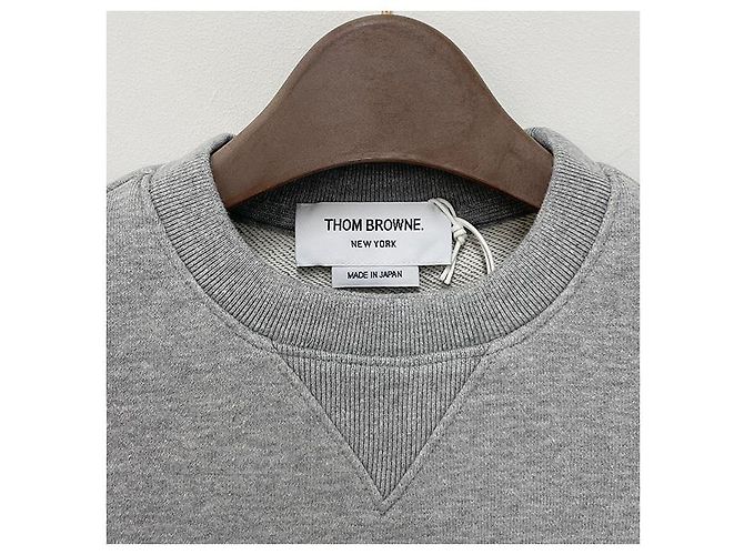Thom Browne Klassisches Sweatshirt mit Diagonalstreifen Hellgrau Braun - Ansicht 14