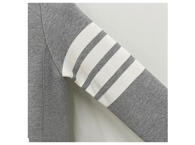 Thom Browne Klassisches Sweatshirt mit Diagonalstreifen Hellgrau Braun - Ansicht 15