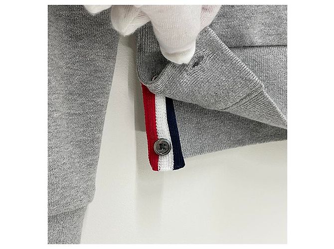 Thom Browne Klassisches Sweatshirt mit Diagonalstreifen Hellgrau Braun - Ansicht 16