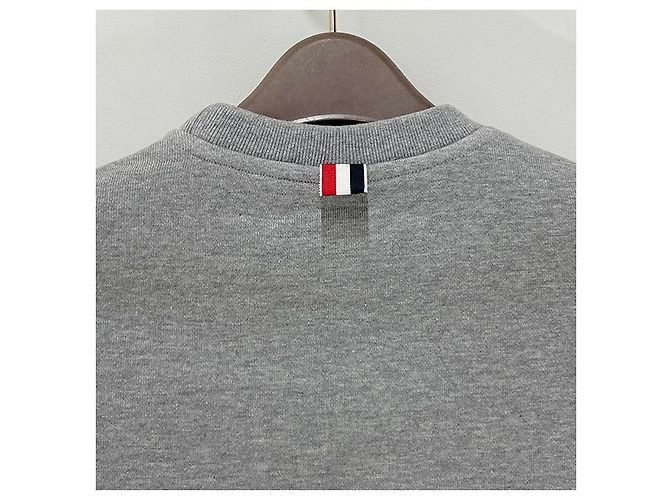Thom Browne Klassisches Sweatshirt mit Diagonalstreifen Hellgrau Braun - Ansicht 17
