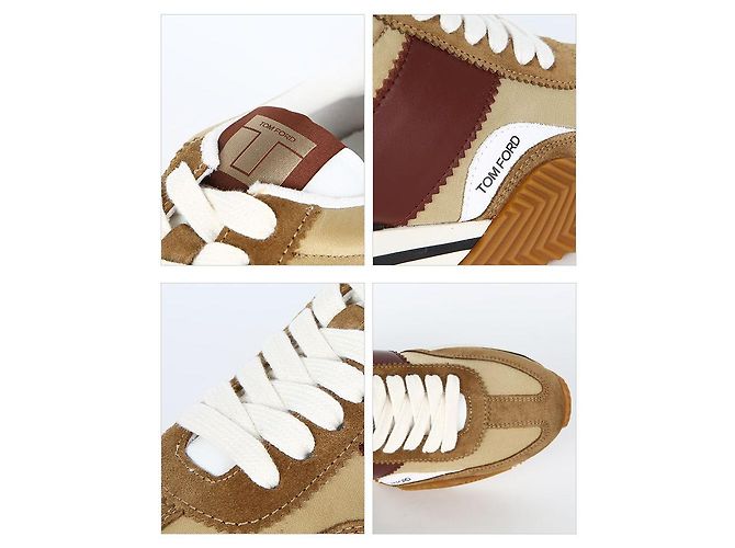 Tom Ford Sneakers James Panel Logo Marrone - vista 3