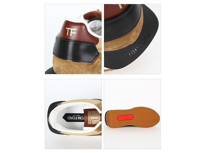 Tom Ford Sneakers James Panel Logo Marrone - vista 4