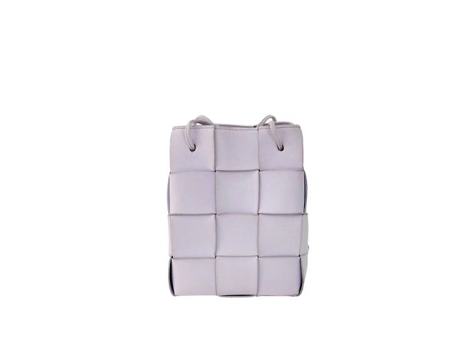 Cassette Bottega Veneta Intrecciato Leder Eimer Tasche klein Auster Braun - Ansicht 2