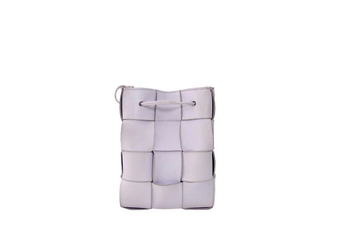 Cassette Bottega Veneta Intrecciato Leder Eimer Tasche klein Auster Braun - Ansicht 3