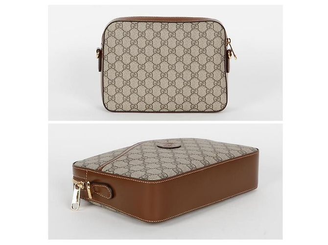 Gucci Sac messager entrelacé Marron - vue 3