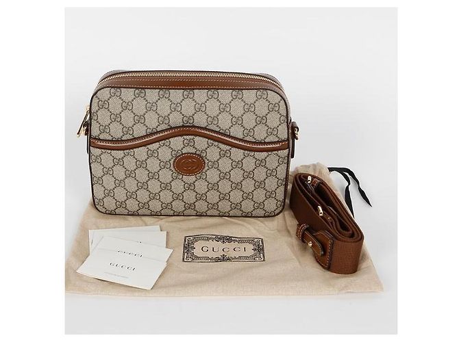 Gucci Sac messager entrelacé Marron - vue 7