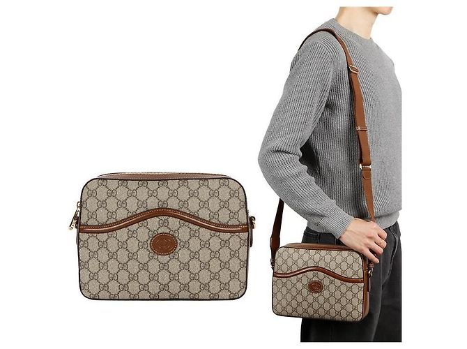 Gucci Sac messager entrelacé Marron - vue 9