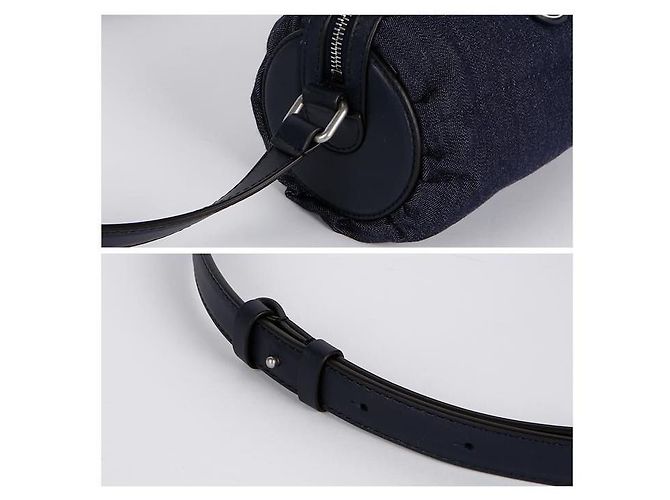 Borsa a spalla in denim con logo patch Moncler Blu - vista 5