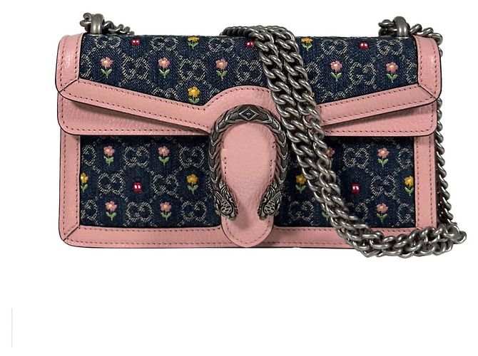 Gucci Borsa a tracolla piccola in denim floreale Dionysus Rosa - vista 2