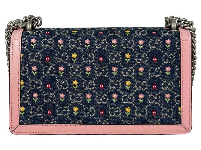 Gucci Borsa a tracolla piccola in denim floreale Dionysus Rosa - vista 4