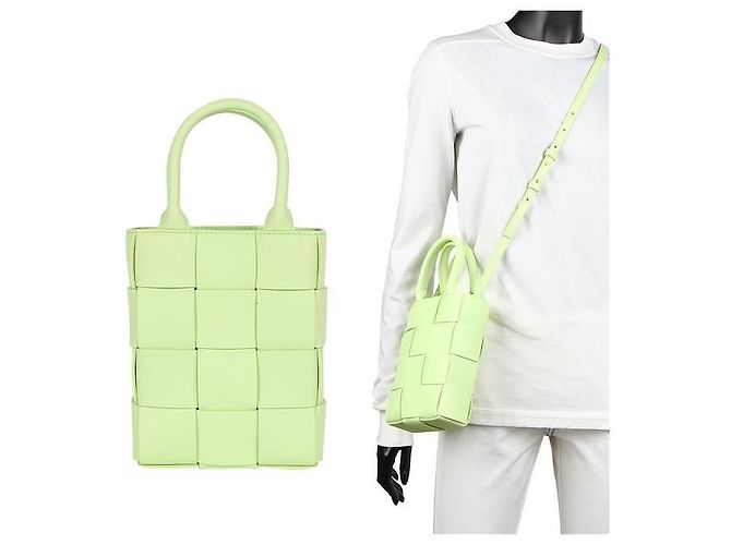 Bottega Veneta Mini Borsa Tote Cassette Verde - vista 9