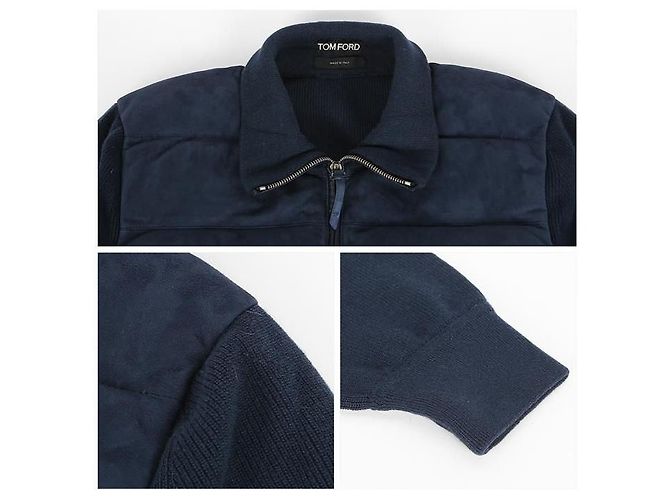 Tom Ford Suede Down Jacket Blue - view 12