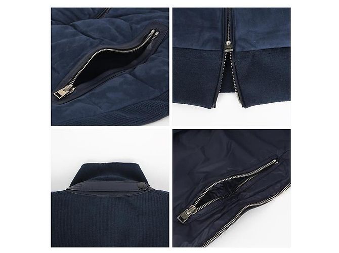 Tom Ford Suede Down Jacket Blue - view 13