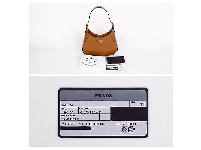 Prada Bolso de hombro de cuero mediano con logo triangular Castaño - vista 13