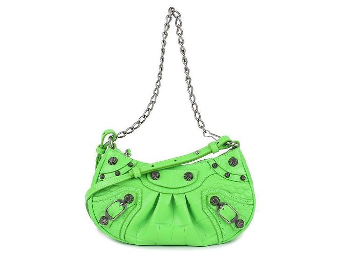 Balenciaga Borsa a spalla mini con catena Verde - vista 3