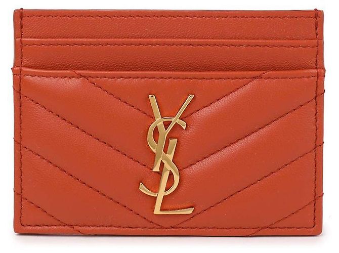Saint Laurent Lammleder-Kartenetui Orange - Ansicht 3