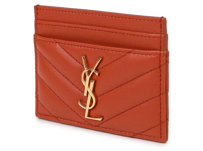 Saint Laurent Lammleder-Kartenetui Orange - Ansicht 4