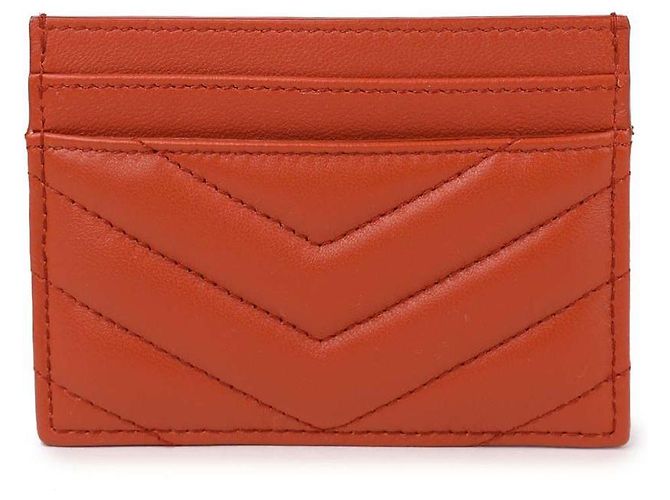 Saint Laurent Lammleder-Kartenetui Orange - Ansicht 5
