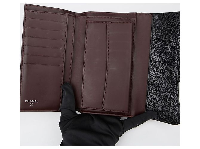 Chanel Cartera Larga Clásica de Caviar Negro - vista 10