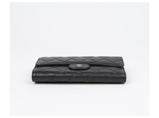 Chanel Cartera Larga Clásica de Caviar Negro - vista 5