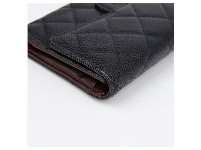 Chanel Cartera Larga Clásica de Caviar Negro - vista 8