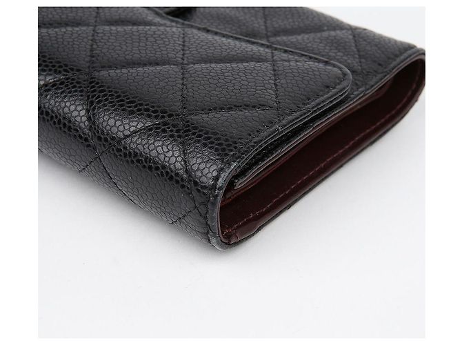 Chanel Cartera Larga Clásica de Caviar Negro - vista 9