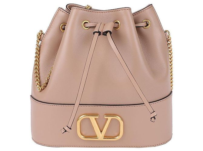 Valentino Logo-Ketten-Eimer Tasche Pink - Ansicht 3
