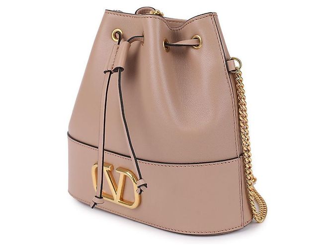 Valentino Logo-Ketten-Eimer Tasche Pink - Ansicht 4