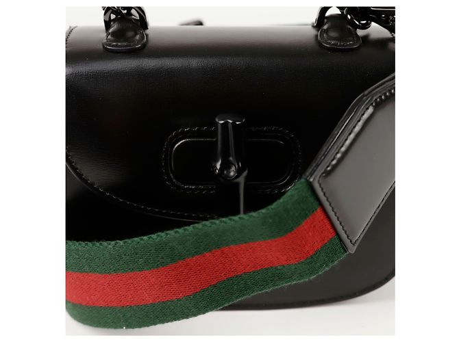 Bamboo Gucci Borsa a spalla mini in bambù con manico superiore Nero - vista 2