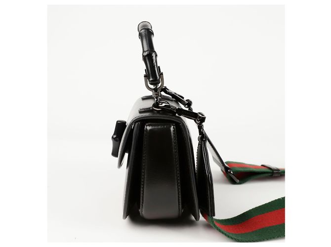 Bamboo Gucci Borsa a spalla mini in bambù con manico superiore Nero - vista 3