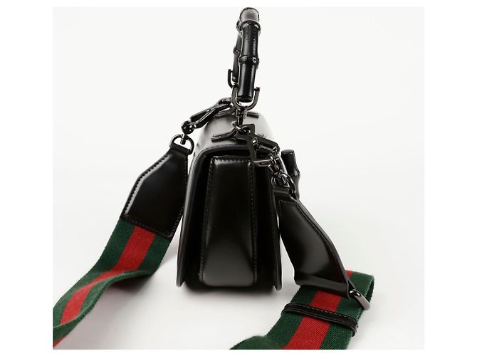 Bamboo Gucci Borsa a spalla mini in bambù con manico superiore Nero - vista 5