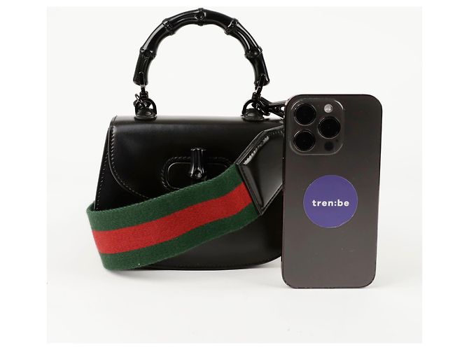 Bamboo Gucci Borsa a spalla mini in bambù con manico superiore Nero - vista 8