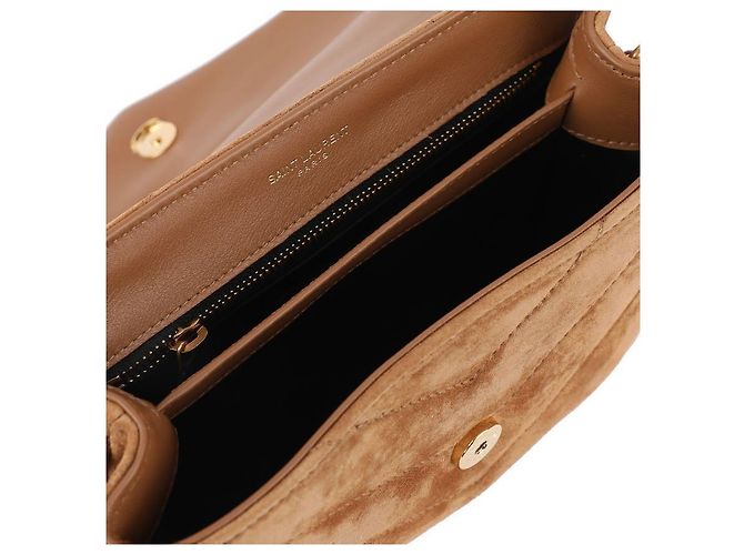 Saint Laurent Bolsa de brinquedo em camurça acolchoada Marrom - vista 8