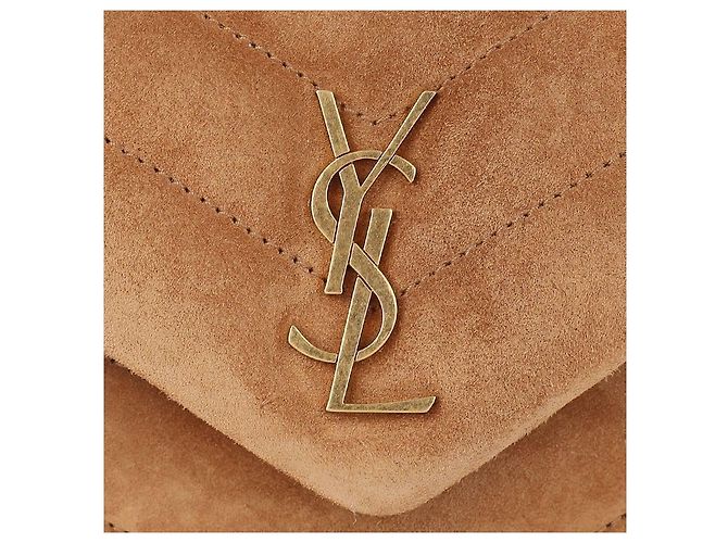 Saint Laurent Bolsa de brinquedo em camurça acolchoada Marrom - vista 9