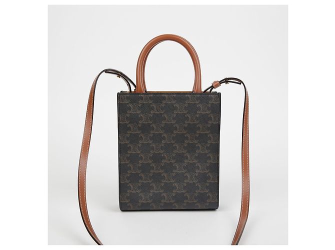 Triomphe Céline Bolso tote mini vertical Castaño - vista 3