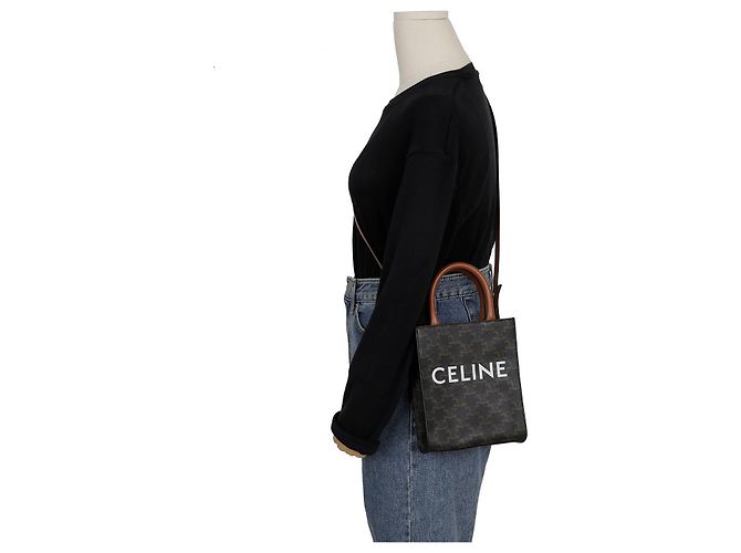 Triomphe Céline Bolso tote mini vertical Castaño - vista 8