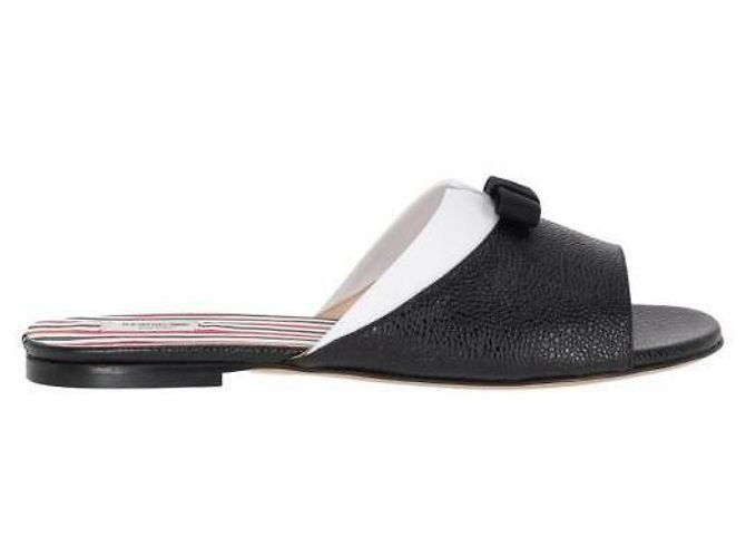 Thom Browne Slide de couro com detalhe de gola em laço - vista 4
